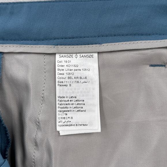 SAMSOE Pants Womens Small Blue Wool Blend Slim Tapered Trousers Pockets Career - Picture 8 of 14